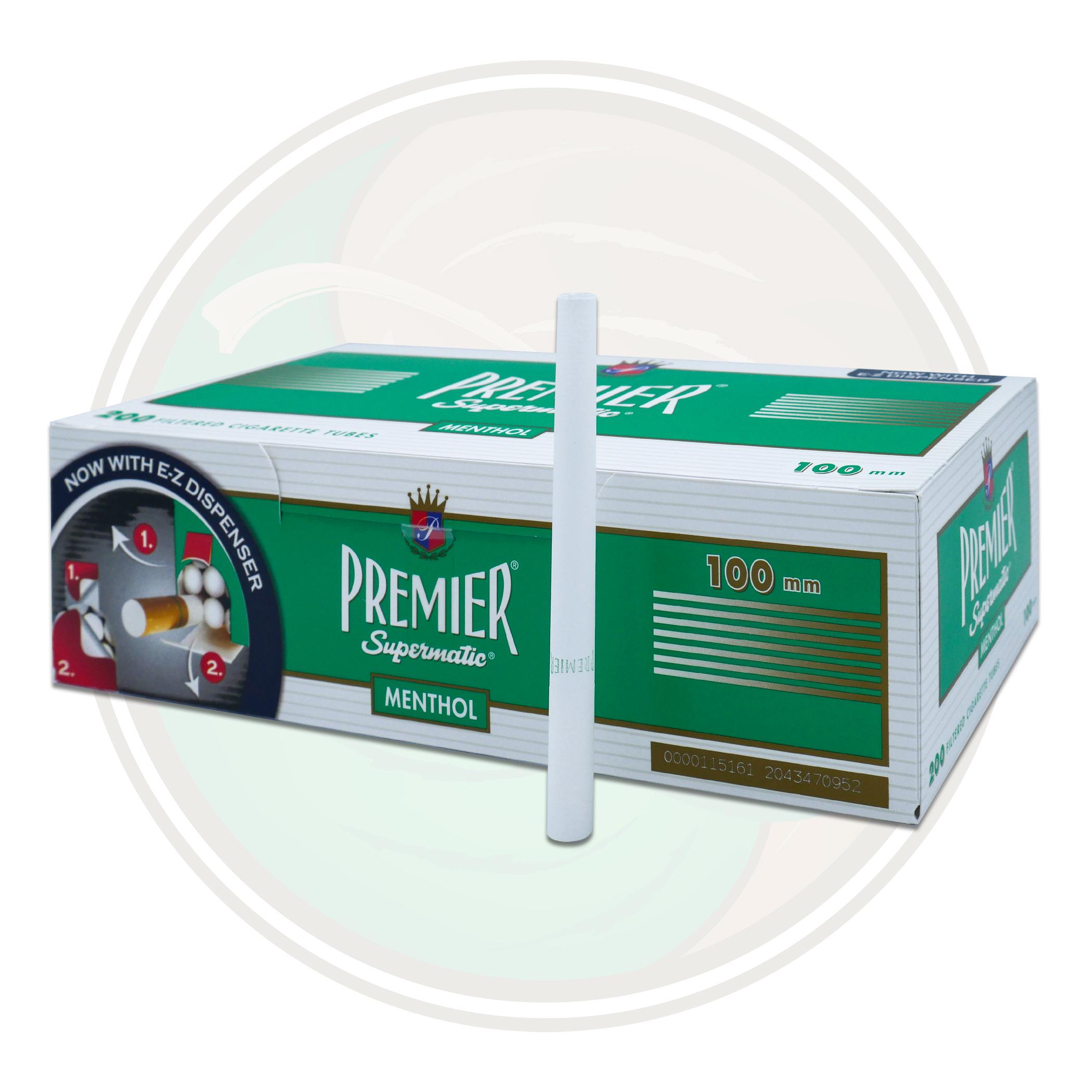 Premier Green Menthol 100s Size Cigarette Tubes for Roll Your Own Whole Leaf Tobacco Leaf Only
